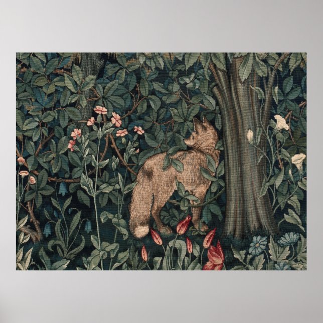 William Morris Greenery Fox Wildlife  Poster (Front)