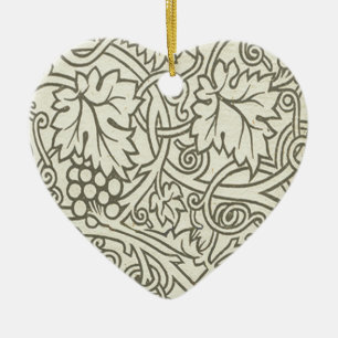 William Morris grey green Grape Vine Pattern Ceramic Tree Decoration