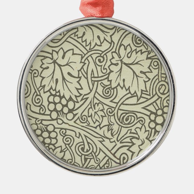William Morris grey green Grape Vine Pattern Metal Tree Decoration (Front)