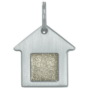 William Morris grey green Grape Vine Pattern Pet Tag