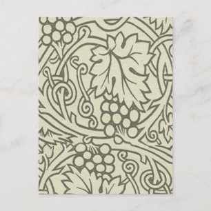 William Morris grey green Grape Vine Pattern Postcard