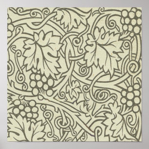 William Morris grey green Grape Vine Pattern Poster