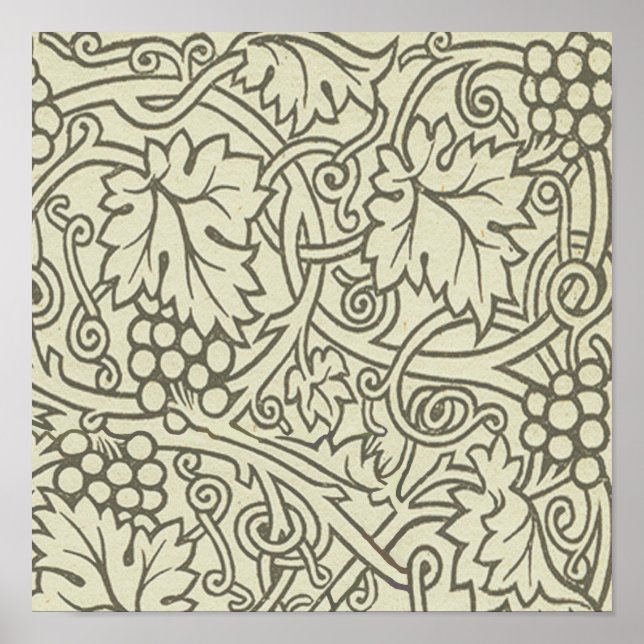 William Morris grey green Grape Vine Pattern Poster (Front)