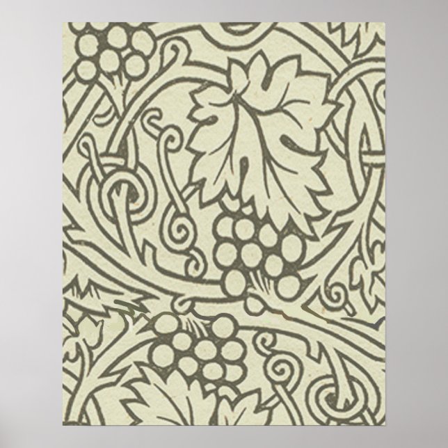 William Morris grey green Grape Vine Pattern Poster (Front)