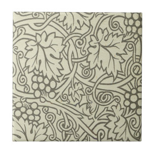 William Morris grey green Grape Vine Pattern Tile