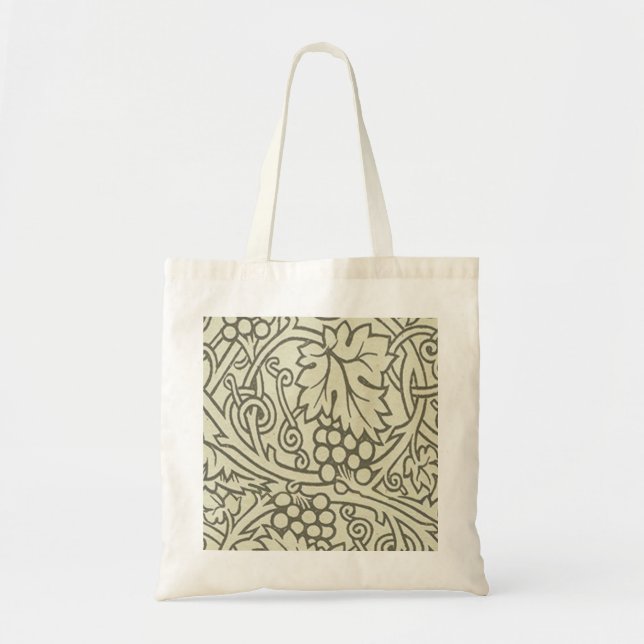William Morris grey green Grape Vine Pattern Tote Bag (Front)