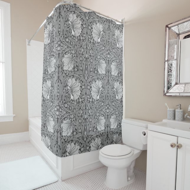 william morris,grey pimpernel,William,art nouveau Shower Curtain (In Situ)