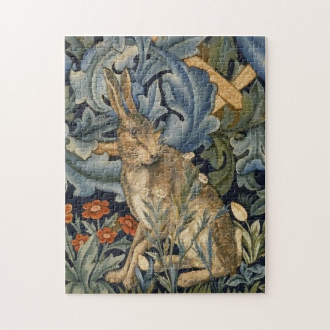 William Morris Hare In A Forest Floral Art Nouveau Jigsaw Puzzle (Vertical)