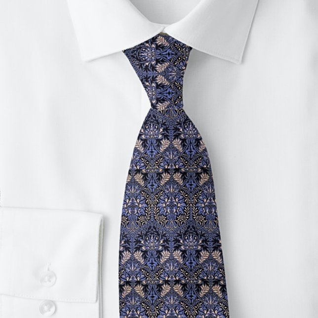 William * Morris Honey Comb Floral Blue Tie (Creator Uploaded)
