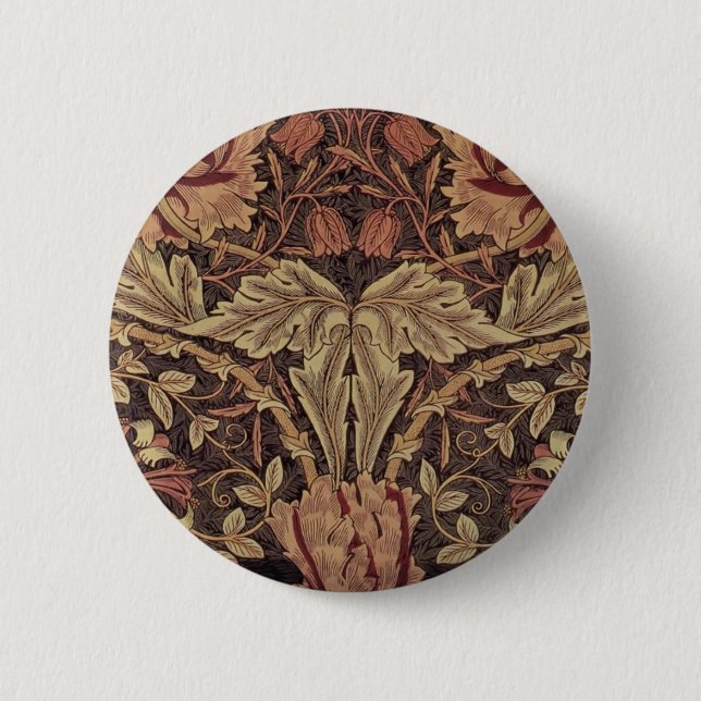 William Morris Honeysuckle Antique Floral Pattern 6 Cm Round Badge (Front)