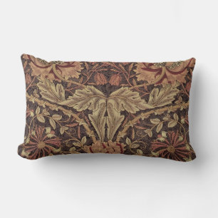 William Morris Honeysuckle Antique Floral Pattern Lumbar Cushion