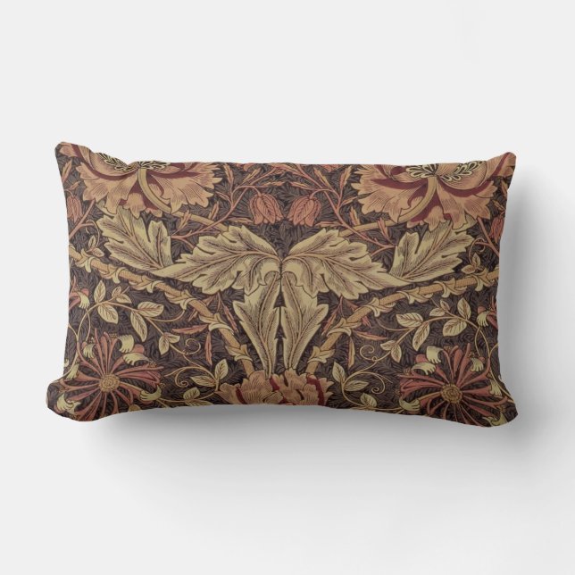 William Morris Honeysuckle Antique Floral Pattern Lumbar Cushion (Front)