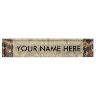 William Morris Honeysuckle Antique Floral Pattern Nameplate