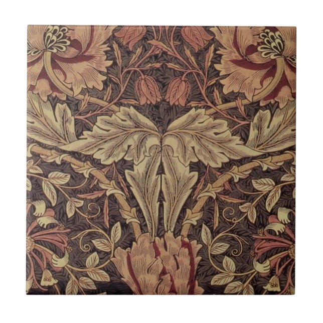 William Morris Honeysuckle Antique Floral Pattern Tile (Front)