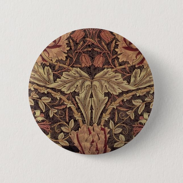 William Morris Honeysuckle Classic English Art 6 Cm Round Badge (Front)