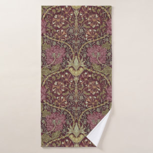 William Morris, Honeysuckle, floral. pattern, art Bath Towel