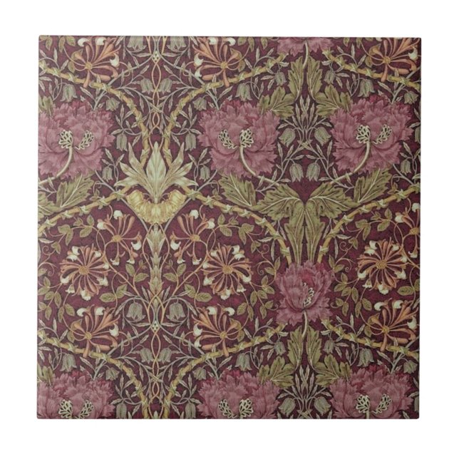 William Morris, Honeysuckle, floral. pattern, art Tile (Front)