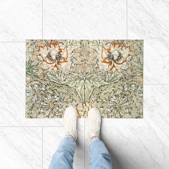 William Morris Honeysuckle Floral Wallpaper Doormat (Indoor)