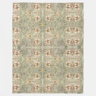 William Morris Honeysuckle Floral Wallpaper Fleece Blanket