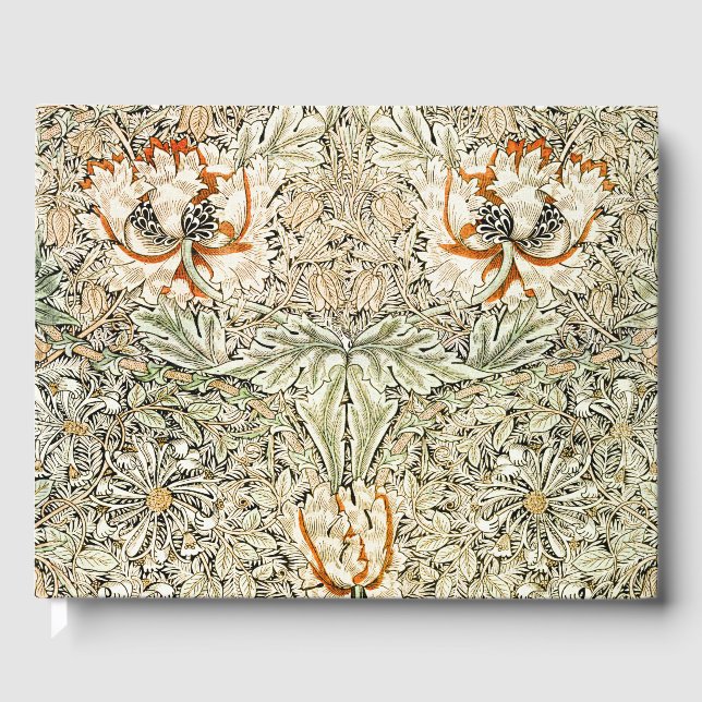 William Morris Honeysuckle Floral Wallpaper Guest Book (Front)