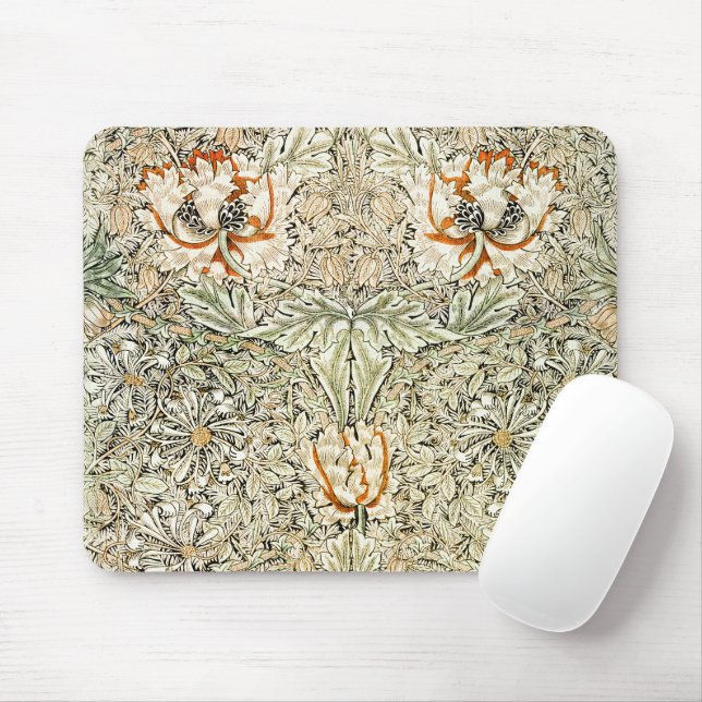 William Morris Honeysuckle Floral Wallpaper Mouse Pad (With Mouse)