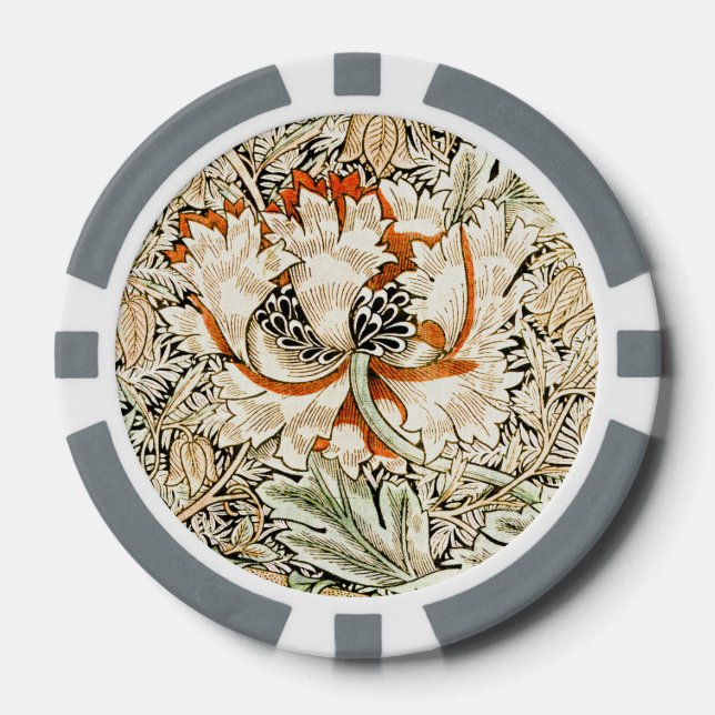 William Morris Honeysuckle Floral Wallpaper Poker Chips (Front)