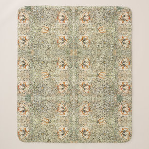 William Morris Honeysuckle Floral Wallpaper Sherpa Blanket