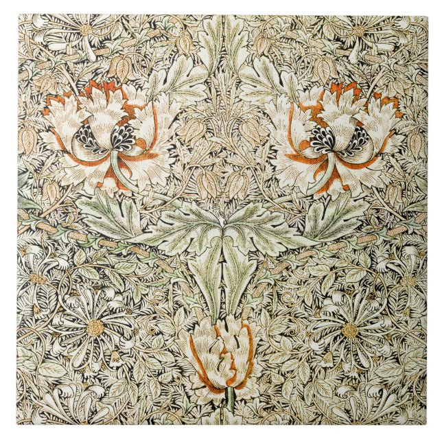 William Morris Honeysuckle Floral Wallpaper Tile (Front)