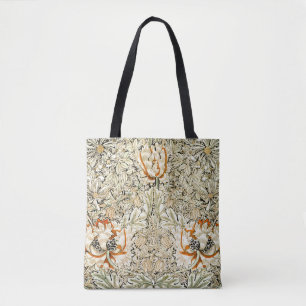 William Morris Honeysuckle Floral Wallpaper Tote Bag