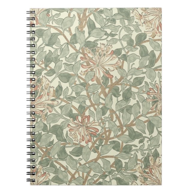 William Morris Honeysuckle Flower Wallpaper Notebook (Front)