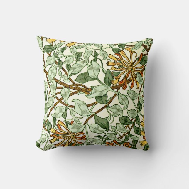 William Morris - Honeysuckle Green and Gold  Cushion (Front)
