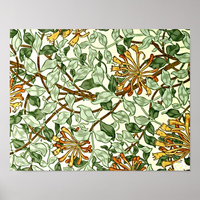 William Morris - Honeysuckle Green and Gold Poster (Front)