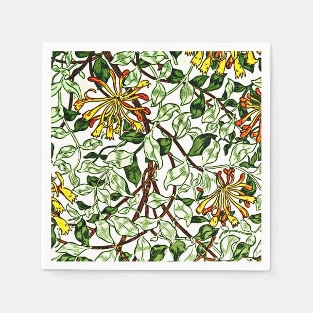 William Morris - Honeysuckle green and yellow Napkin (Front)