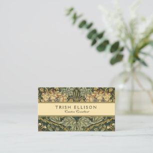 William Morris Honeysuckle Green Floral Business Card
