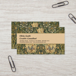 William Morris Honeysuckle Green Floral Business Card