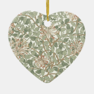 William Morris Honeysuckle Green Floral Ceramic Tree Decoration