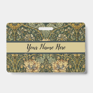 William Morris Honeysuckle Green Floral ID Badge