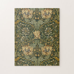 William Morris Honeysuckle Green Floral Jigsaw Puzzle
