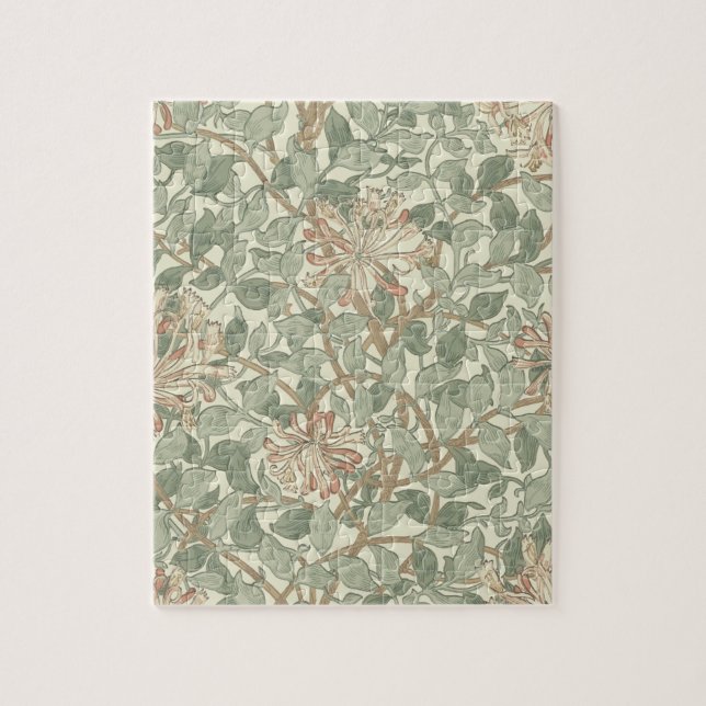 William Morris Honeysuckle Green Floral Jigsaw Puzzle (Vertical)
