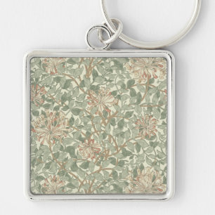 William Morris Honeysuckle Green Floral Key Ring
