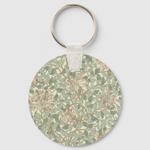 William Morris Honeysuckle Green Floral Key Ring
