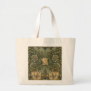William Morris Honeysuckle Green Floral Large Tote Bag