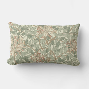 William Morris Honeysuckle Green Floral Lumbar Cushion