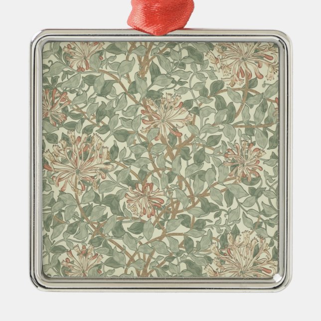William Morris Honeysuckle Green Floral Metal Tree Decoration (Front)
