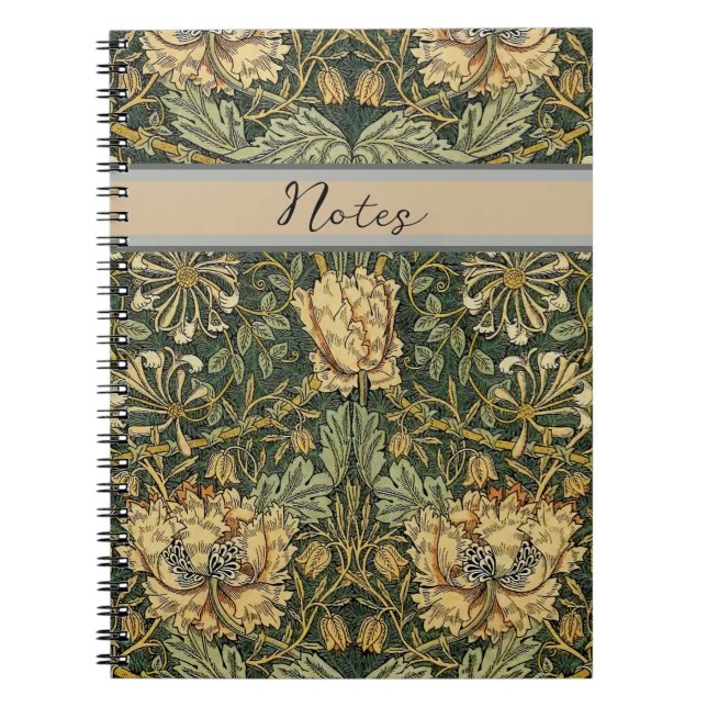 William Morris Honeysuckle Green Floral Notebook (Front)
