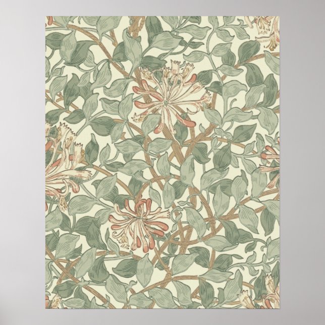 William Morris Honeysuckle Green Floral Poster (Front)