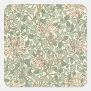 William Morris Honeysuckle Green Floral Square Sticker