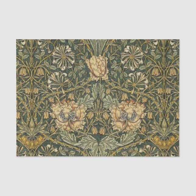 William Morris Honeysuckle Green Floral Tissue Paper (Front)