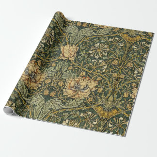 William Morris Honeysuckle Green Floral Wrapping Paper