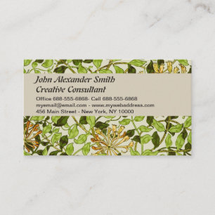 William Morris Honeysuckle Green Flowers Business Card